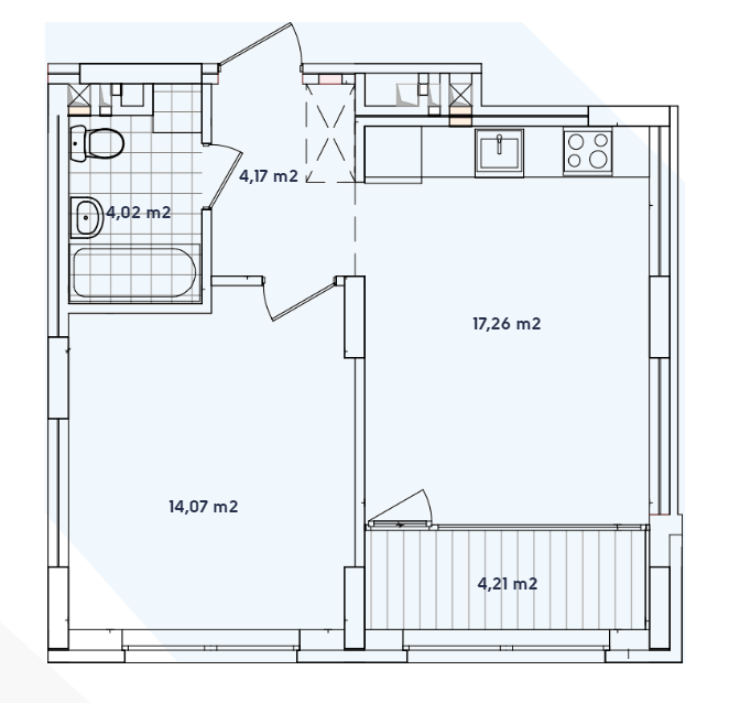 1-комнатная 43.73 м² в ЖК Варшавский-2 от 25 100 грн/м², Киев