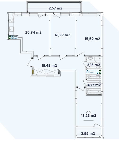3-комнатная 95.6 м² в ЖК Варшавский-2 от 17 450 грн/м², Киев