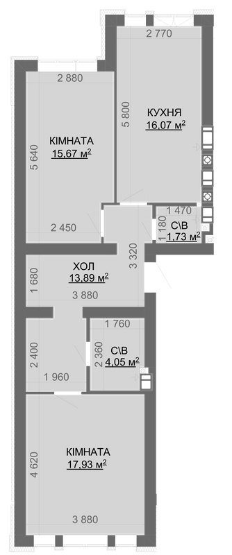 2-кімнатна 69.34 м² в ЖК Найкращий квартал-2 від 21 000 грн/м², смт Гостомель