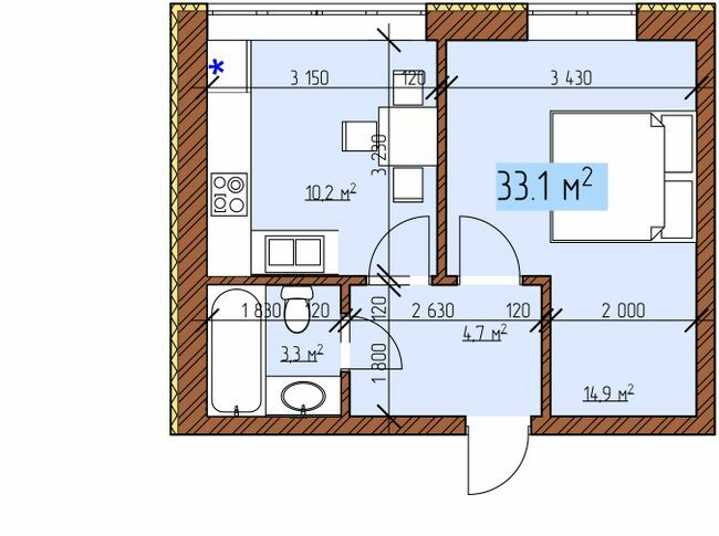 1-комнатная 33.1 м² в ЖК Джерельный от 17 000 грн/м², Винница