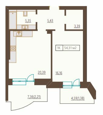 1-кімнатна 54.31 м² в ЖК Французький бульвар, 29б від 46 800 грн/м², Одеса