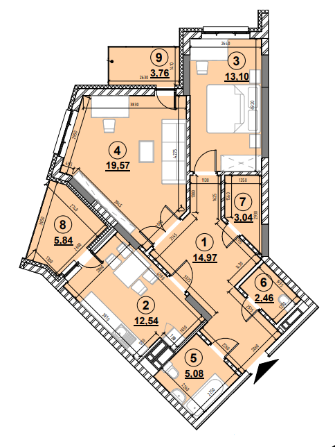 2-комнатная 80.36 м² в ЖК Львовская Площадь от 50 574 грн/м², Киев