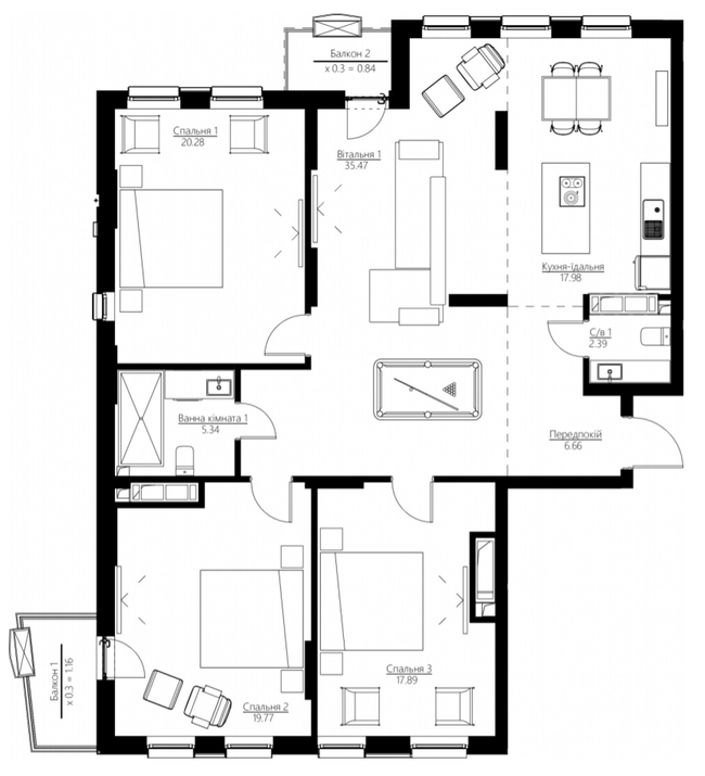 4-комнатная 127.78 м² в ЖК Happy House от 38 988 грн/м², Киев