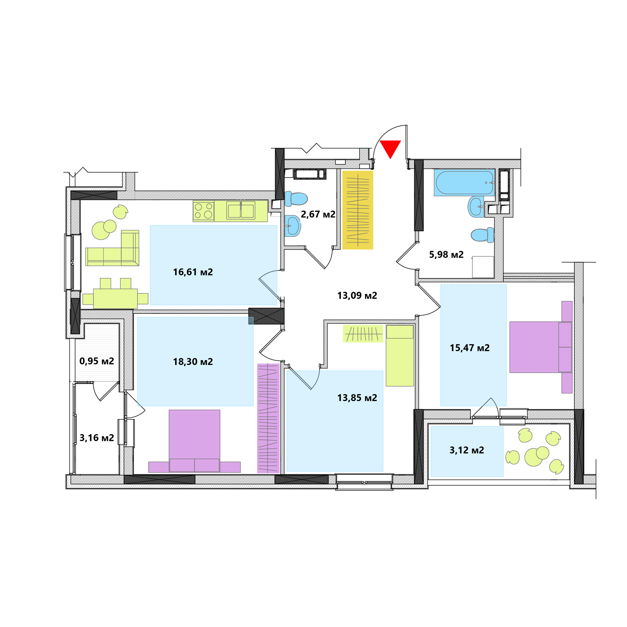 3-кімнатна 93.2 м² в ЖК Академ-Квартал від 30 770 грн/м², Київ