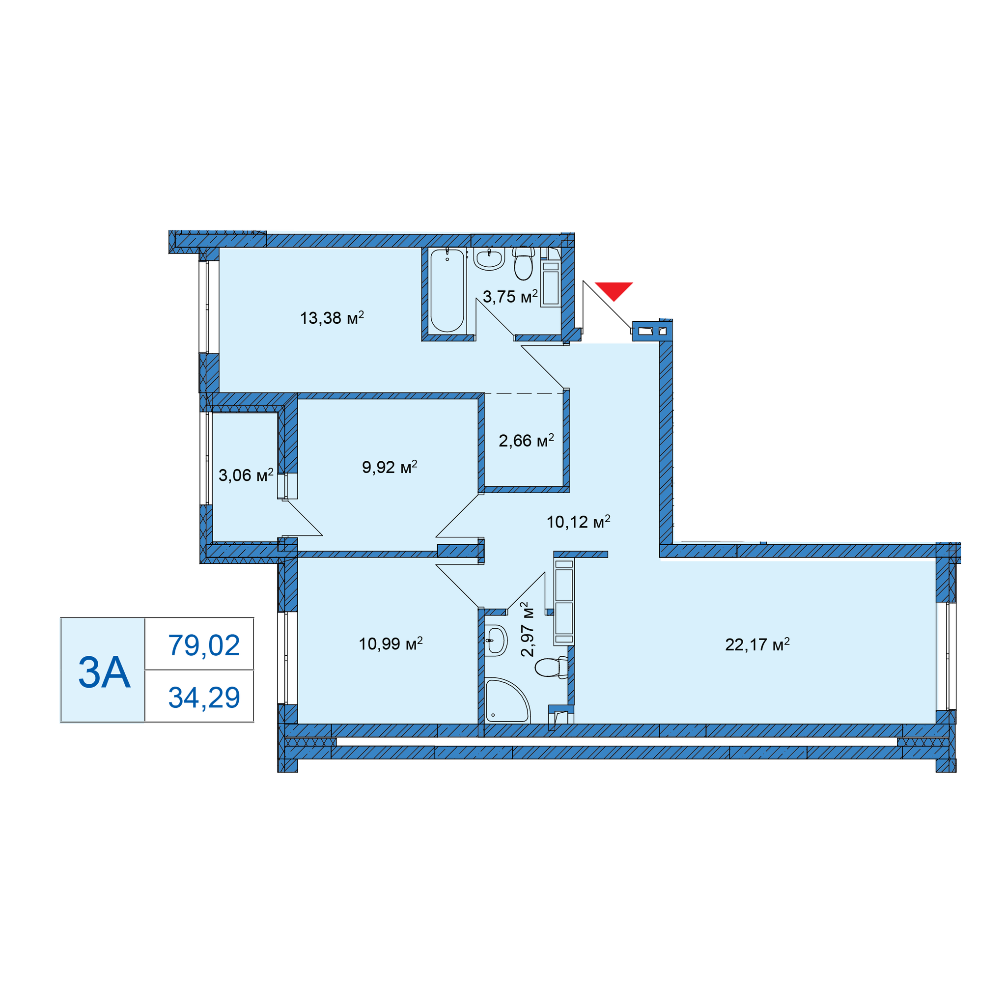 3-комнатная 79.02 м² в ЖК SKY AVENUE от 28 215 грн/м², Киев