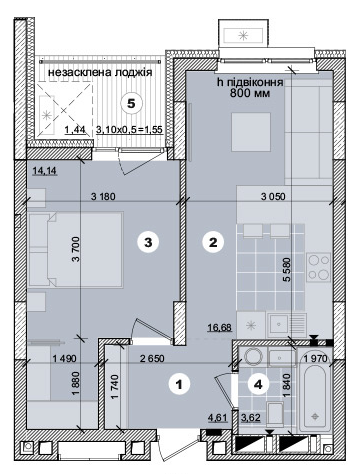 1-комнатная 40.6 м² в ЖК на ул. Евгена Маланюка (Сагайдака), 101 от 36 500 грн/м², Киев