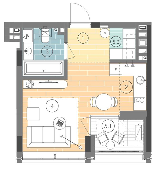 1-кімнатна 30.1 м² в ЖК UNIT.Home від 60 700 грн/м², Київ