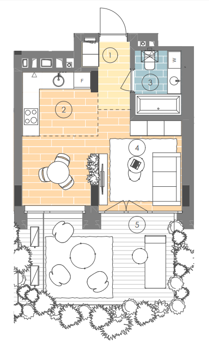 1-кімнатна 35.7 м² в ЖК UNIT.Home від 65 300 грн/м², Київ