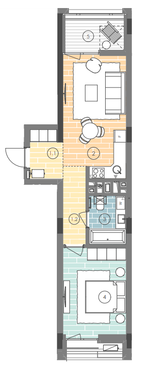 1-кімнатна 49.5 м² в ЖК UNIT.Home від 59 800 грн/м², Київ