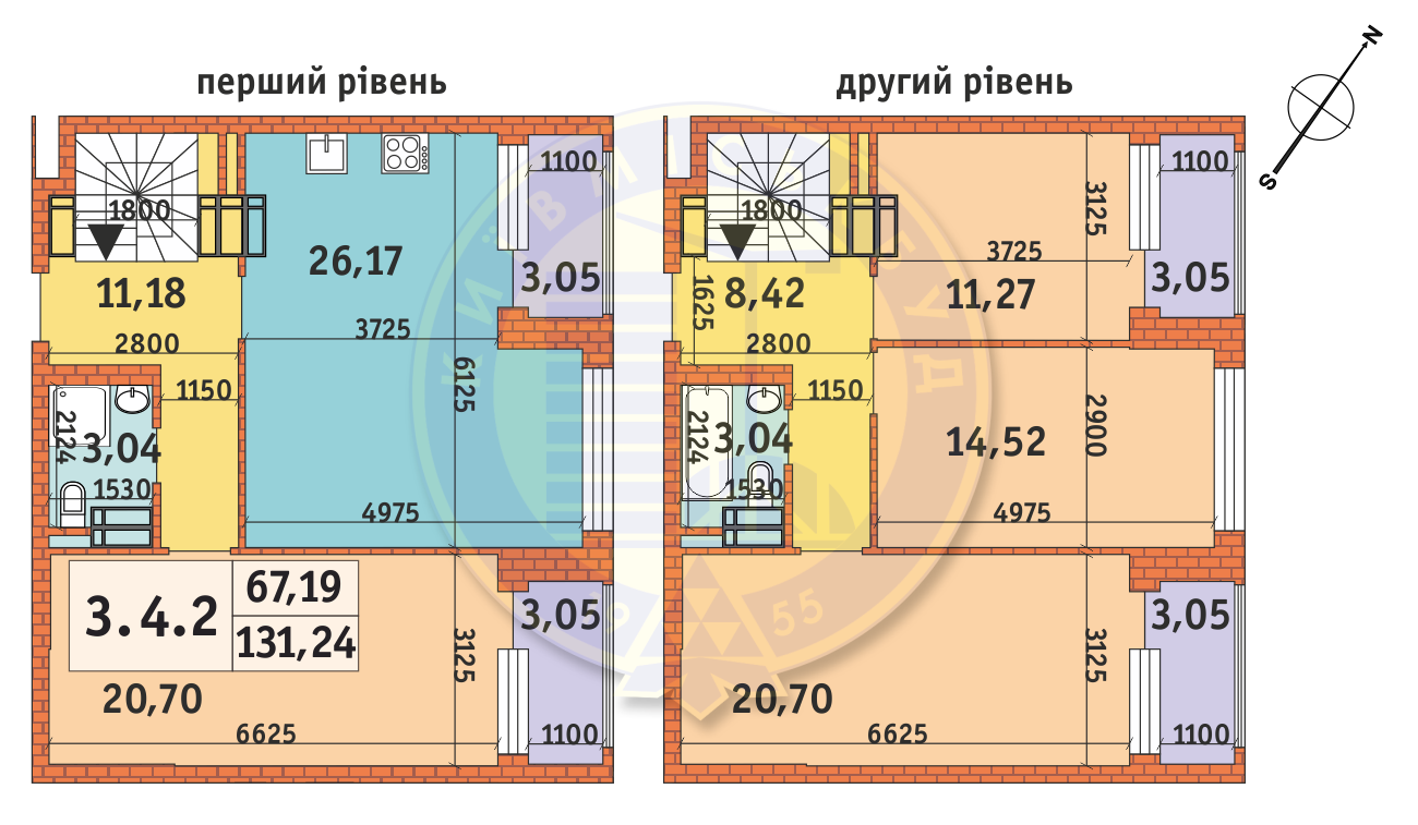Двухуровневая 131.24 м² в ЖК Twin House от 24 050 грн/м², Киев
