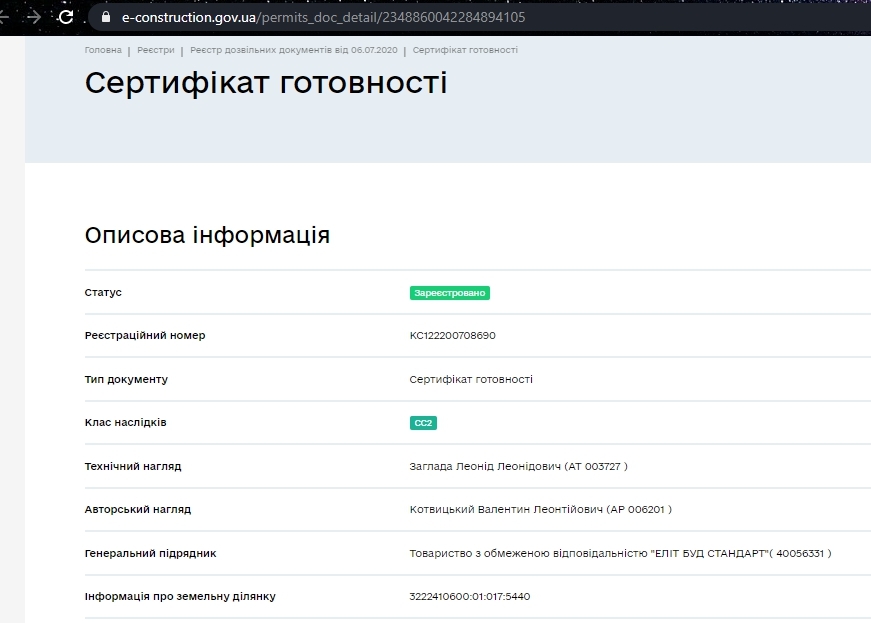 Сертифікат про готовність Дом 3, ЖК Чорновола
