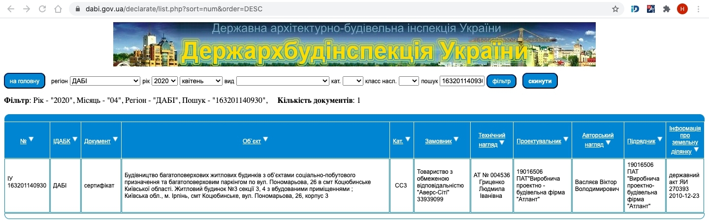 Сертифікат про готовність Дом 3, секция 3, ЖК Атлант 2