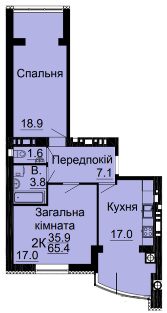 2-комнатная 65.4 м² в ЖК Bavaria City от 22 000 грн/м², с. Крюковщина