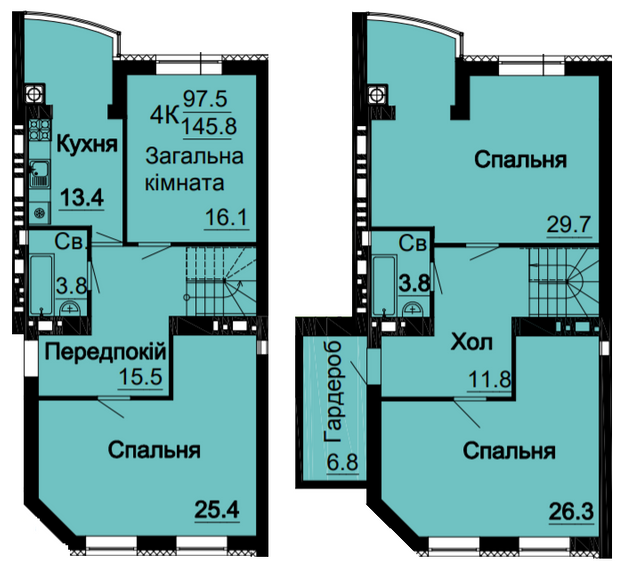 Двухуровневая 145.8 м² в ЖК Bavaria City от 22 000 грн/м², с. Крюковщина