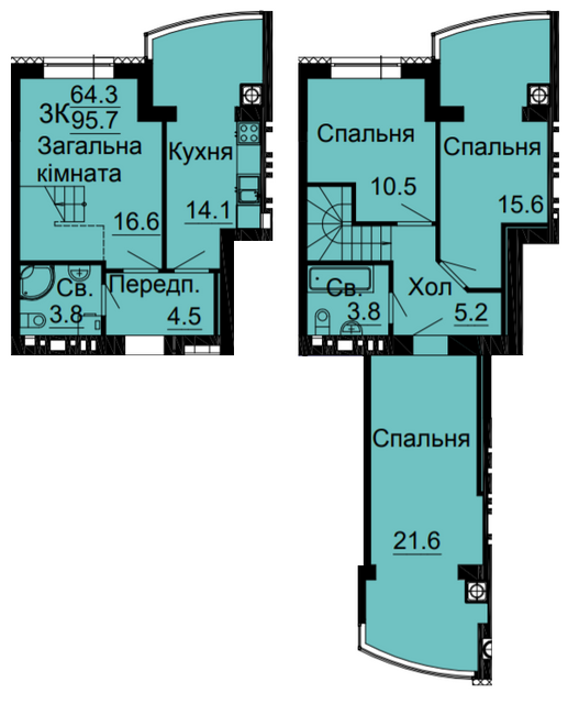 Двухуровневая 95.7 м² в ЖК Bavaria City от 22 000 грн/м², с. Крюковщина