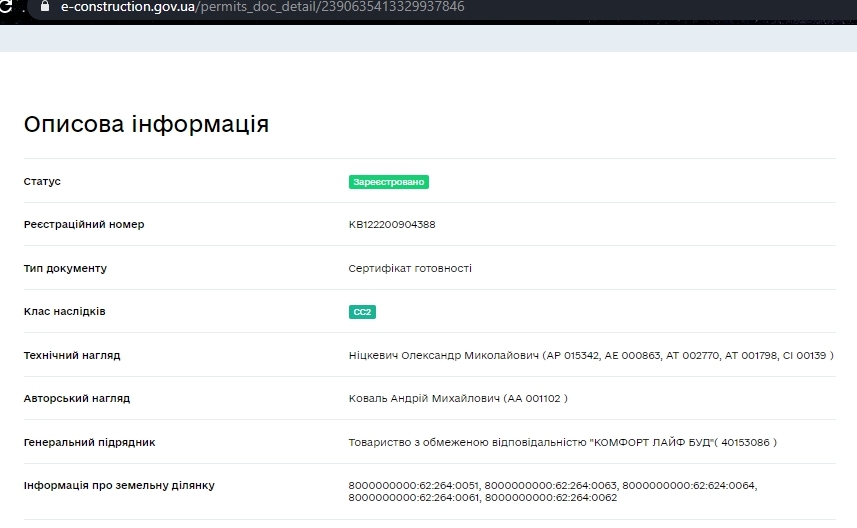 Сертификат о готовности Дом, КД На Радистов