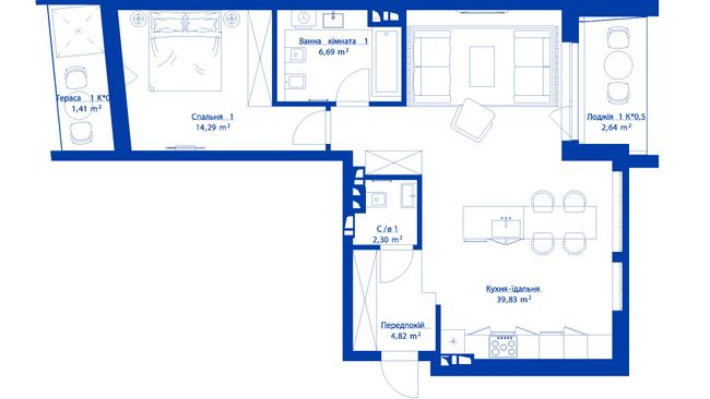 1-комнатная 71.98 м² в ЖК RYBALSKY от 36 384 грн/м², Киев