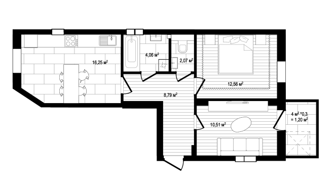 2-комнатная 55.84 м² в ЖК RYBALSKY от 73 416 грн/м², Киев