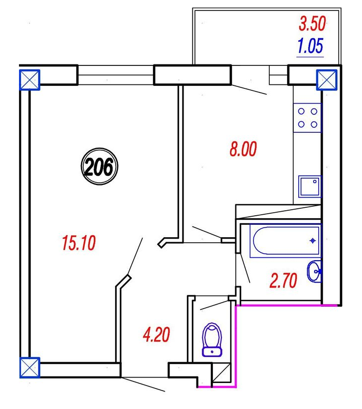 1-кімнатна 31.05 м² в ЖК на Прохорівській від 16 500 грн/м², Одеса