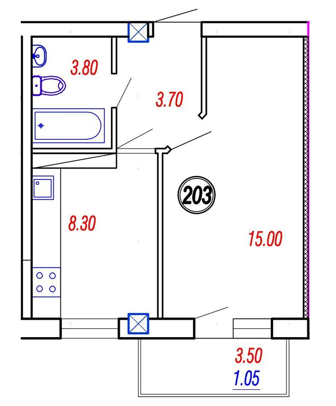 1-комнатная 31.85 м² в ЖК на Прохоровской от 16 500 грн/м², Одесса