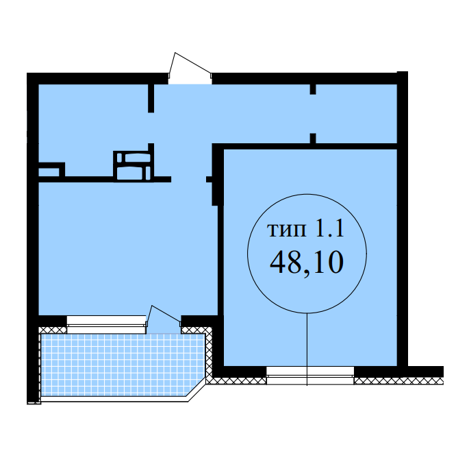 1-кімнатна 48.1 м² в ЖК Шевченківський від 48 654 грн/м², Київ