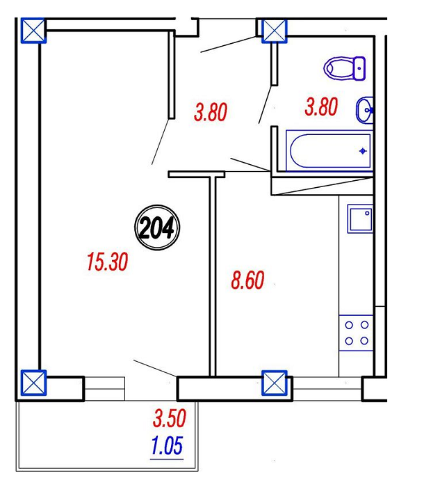 1-кімнатна 32.55 м² в ЖК на Прохорівській від 16 500 грн/м², Одеса