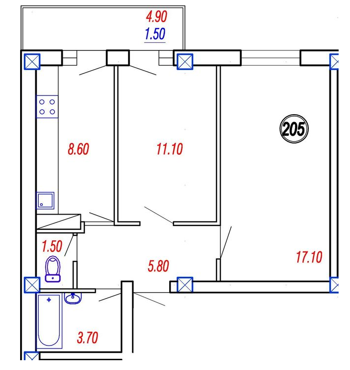 2-комнатная 49.3 м² в ЖК на Прохоровской от 16 500 грн/м², Одесса