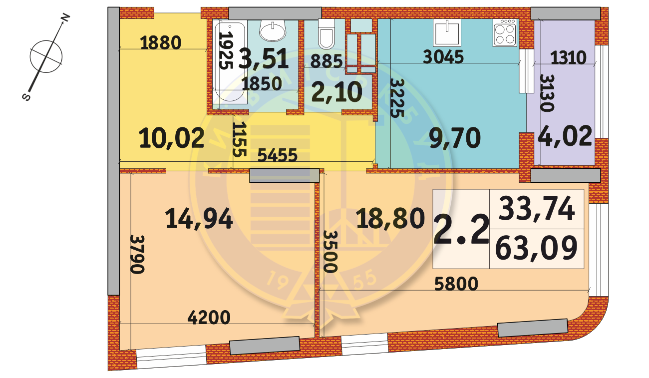 2-кімнатна 63.09 м² в ЖК Urban Park від 31 039 грн/м², Київ