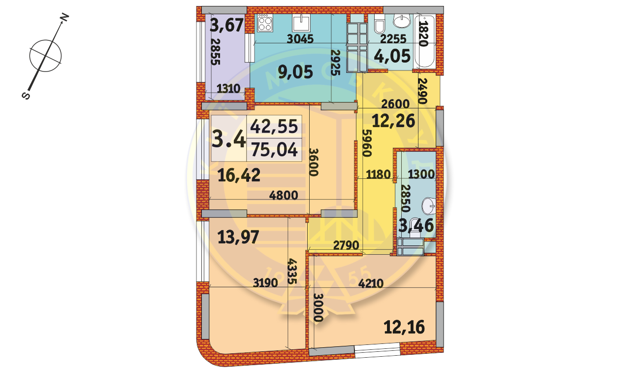 3-кімнатна 75.04 м² в ЖК Urban Park від 28 998 грн/м², Київ