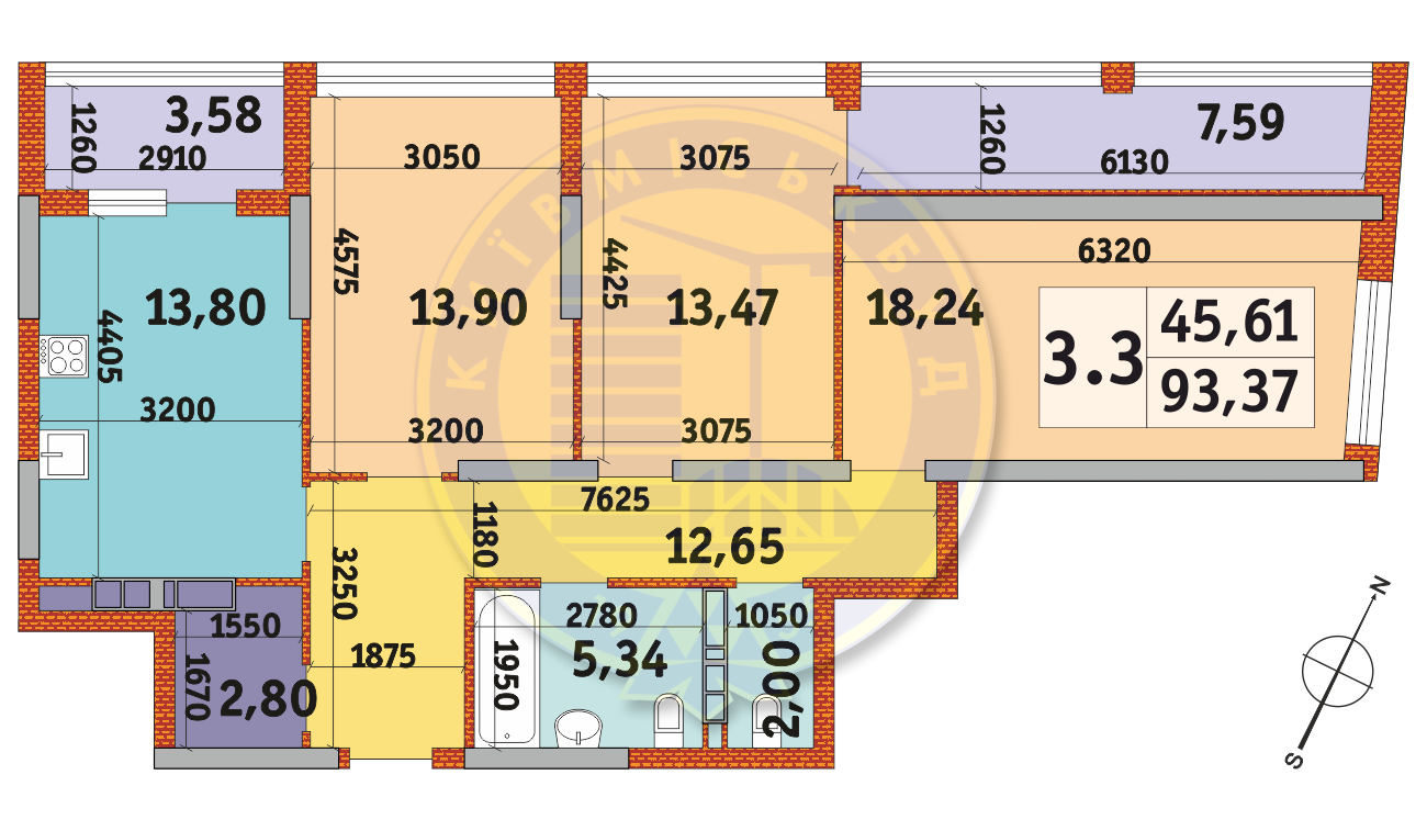 3-кімнатна 93.37 м² в ЖК Urban Park від 28 430 грн/м², Київ