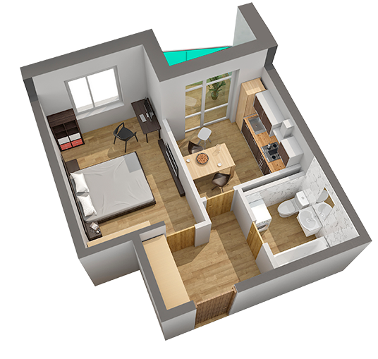 1-кімнатна 34.95 м² в ЖК Калейдоскоп від 25 200 грн/м², Одеса