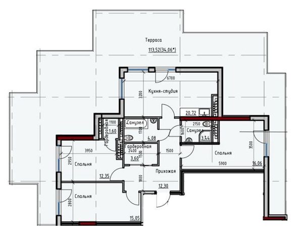 3-кімнатна 123.26 м² в ЖК Простір+ на Дачній від 33 100 грн/м², Одеса