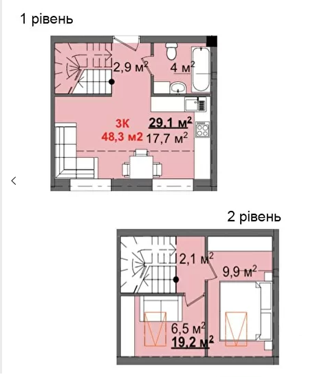 Дворівнева 48.3 м² в КБ Світанок від 15 750 грн/м², с. Софіївська Борщагівка