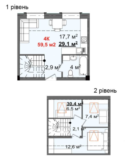 Дворівнева 59.5 м² в КБ Світанок від 15 750 грн/м², с. Софіївська Борщагівка