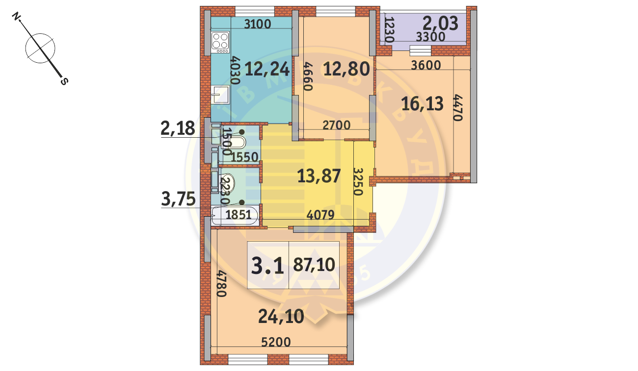 3-комнатная 87.1 м² в ЖК Академ Парк от 28 800 грн/м², Киев