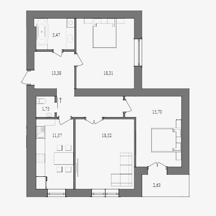 3-комнатная 72.74 м² в ЖК Ядро от 16 500 грн/м², г. Дрогобыч