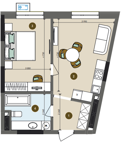1-кімнатна 43.03 м² в ЖК Chalet від 36 270 грн/м², Київ