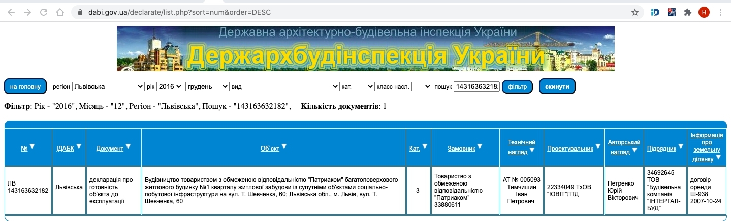 Сертификат о готовности Дом 1 (Шевченко, 60), ЖК Семицвет