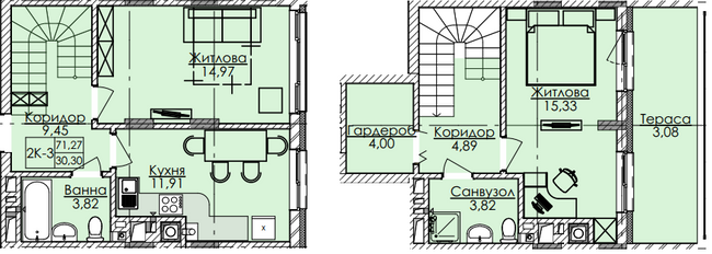 Двухуровневая 71.27 м² в ЖК AUROOM SUNRISE от 19 300 грн/м², Львов