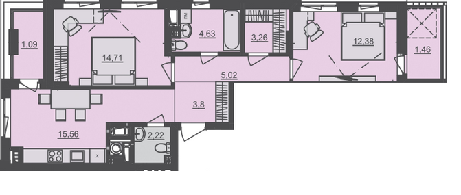 2-комнатная 64.13 м² в ЖК Семицвет от 29 500 грн/м², Львов