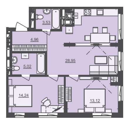 2-комнатная 69.82 м² в ЖК Семицвет от 29 500 грн/м², Львов