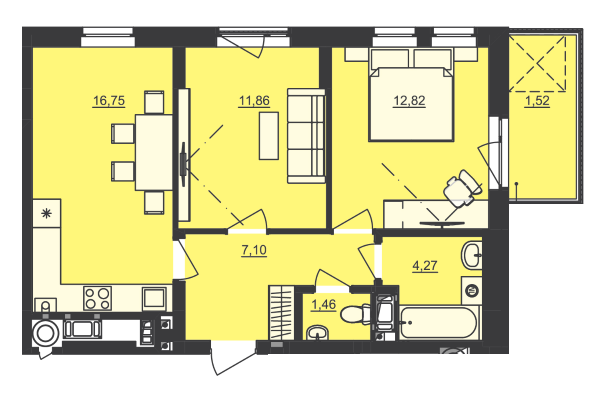 2-комнатная 55.78 м² в ЖК Семицвет от 23 350 грн/м², Львов