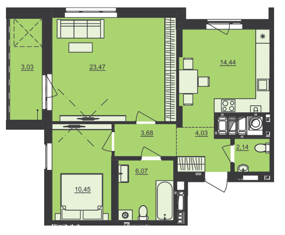 2-комнатная 67.31 м² в ЖК Семицвет от 23 600 грн/м², Львов