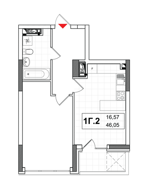 1-кімнатна 46.11 м² в ЖК CITY HUB від 42 366 грн/м², Київ