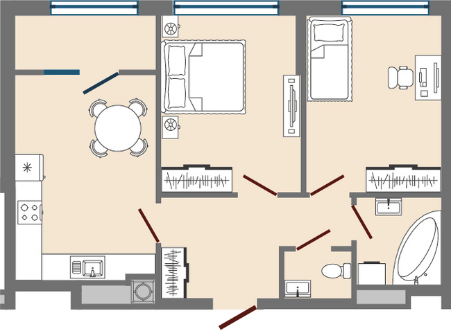 2-комнатная 56.66 м² в ЖК Greenville Park Lviv от 21 550 грн/м², Львов