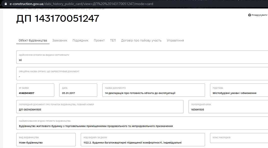 Сертификат о готовности Дом 1, ЖК Воронцовский