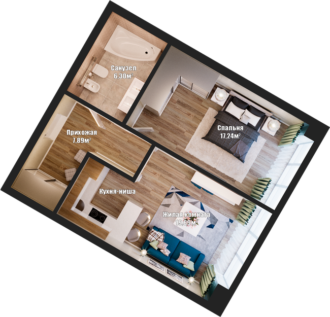 1-комнатная 52.74 м² в ЖК Bartolomeo Resort Town от 42 100 грн/м², Днепр