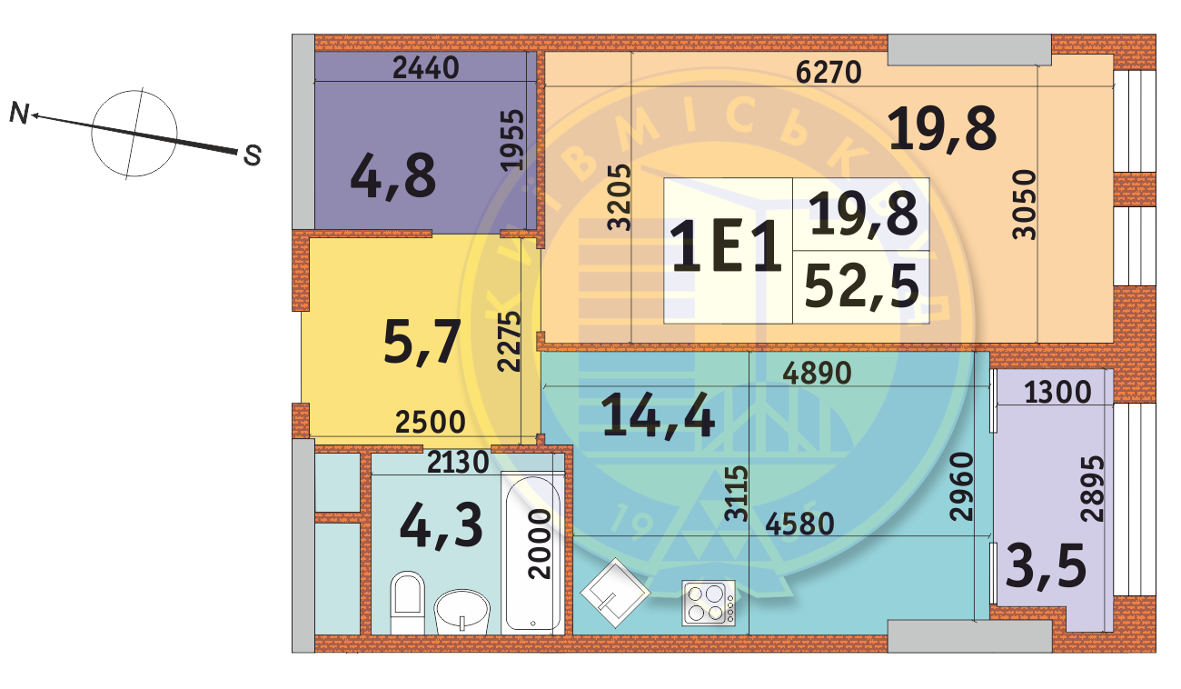 1-кімнатна 52.5 м² в ЖК Manhattan City від 49 189 грн/м², Київ