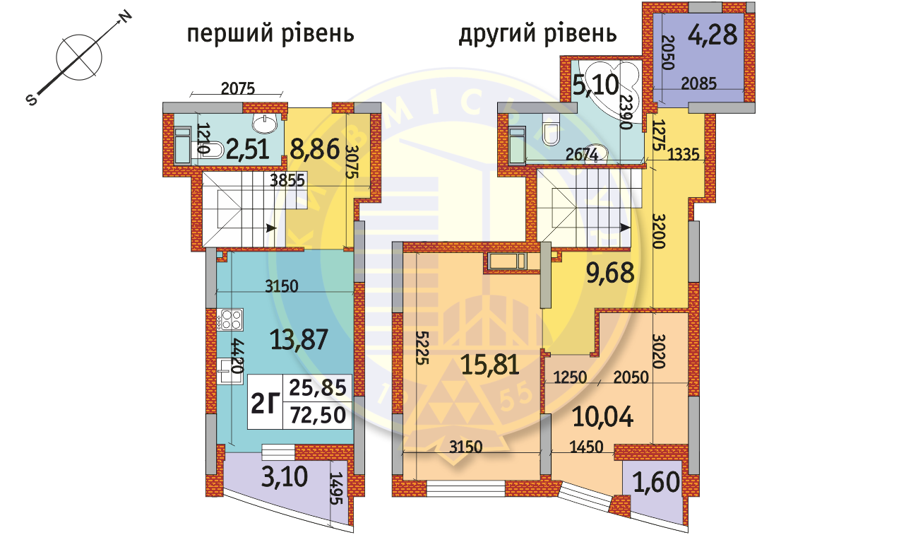 2-комнатная 72.5 м² в ЖК Радужный от 23 716 грн/м², Киев
