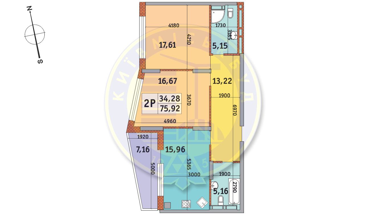 2-кімнатна 75.92 м² в ЖК Італійський квартал від 29 721 грн/м², Київ